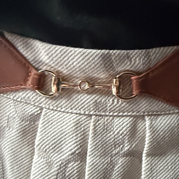 GG  pleated mini Skirt /skort NEW! 28”waist off white red/green belt - Picture 14 of 16